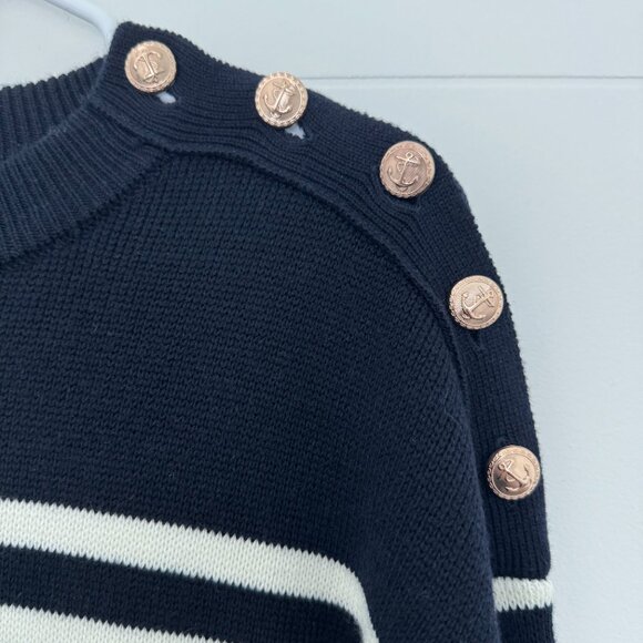 Zara Striped Sweater w/ Gold Buttons | Size S | NWT ⚓ - Picture 1 of 5